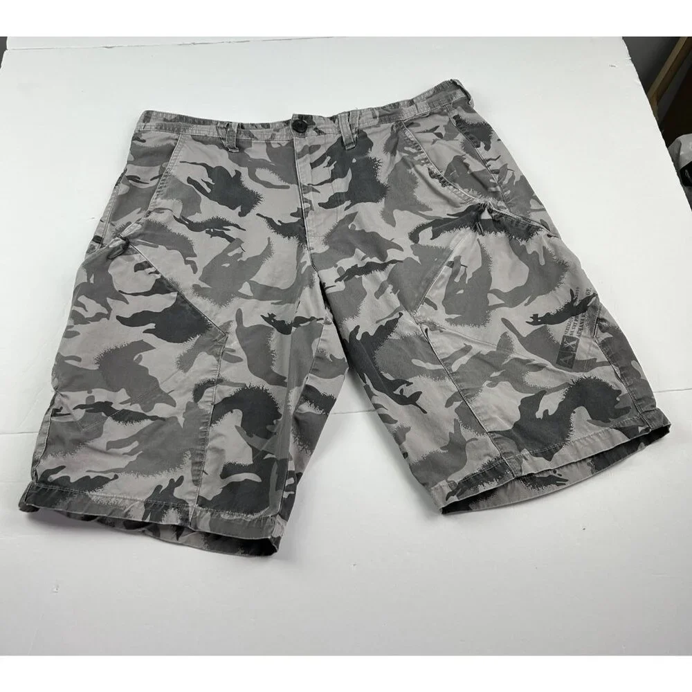 Armani Exchange Grey Cotton  Camo Cargo Shorts Size 33 (36) Y2K Punk  Grunge Ax